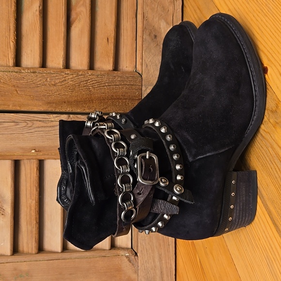 SALE!! A.S.98 CHESTER Black Sueded Leather Short Boots - Picture 8 of 14